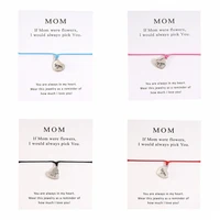 love heart letter mom bracelet charm personalized weaving wax love card bracelet link for women gilrs mothers day gift