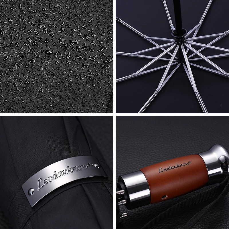 

Automatic Umbrella Large 1.25 Meter Folding Umbrella Rain Windproof Double Layer Umbrellas Wood Handle Business Men Gift Sy038