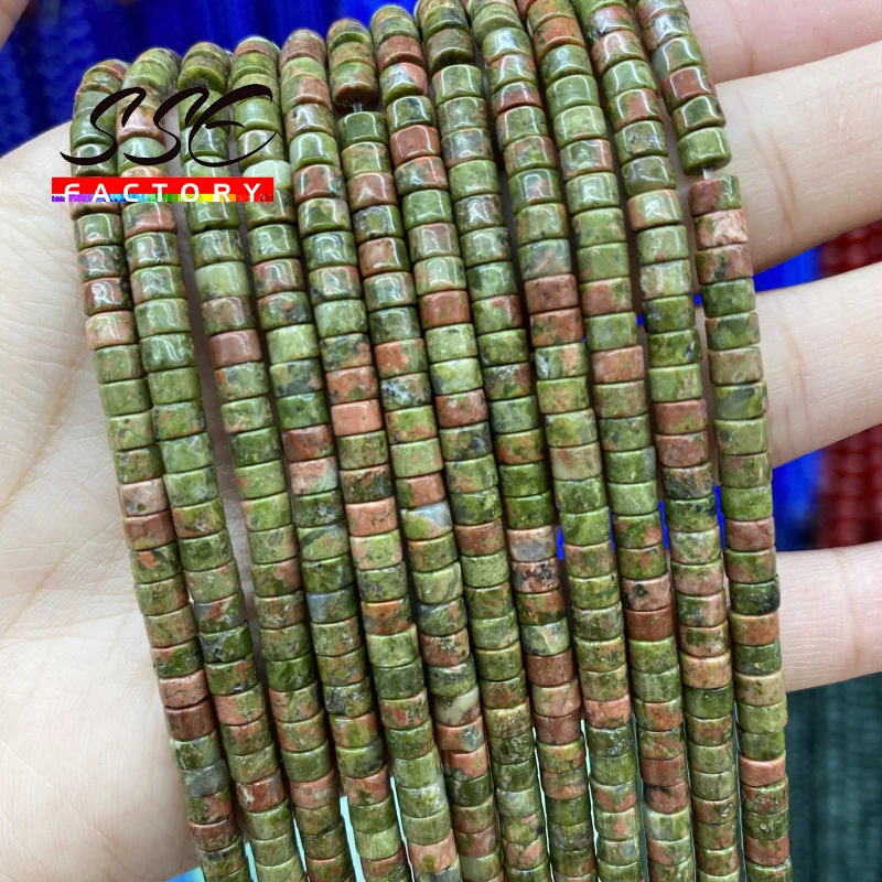 

2x4mm Small Natural Green Unakite Stone Beads Flat Round Loose Stone Beads For Jewelry Making DIY Bracelet Accessories 15"strand