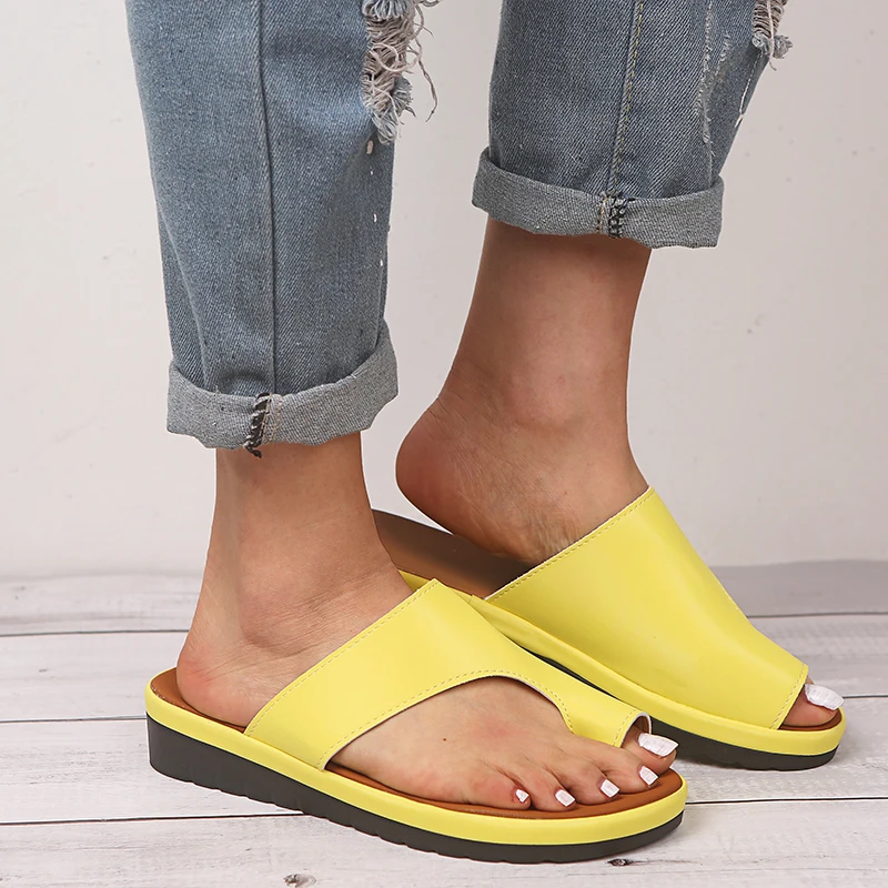 Сандалии женские ортопедические на плоской подошве удобные босоножки из