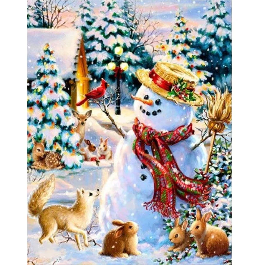 Алмазная 5D Вышивка Рождественский Снеговик картина стразы полная круглая