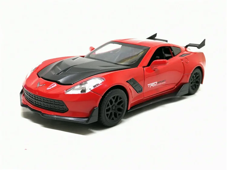 Высокое моделирование 1:32 chevrolet corvette Z06 сплав оттяните назад модель автомобиля звук и свет игрушечный автомобиль для детей Подарки - Цвет: Red