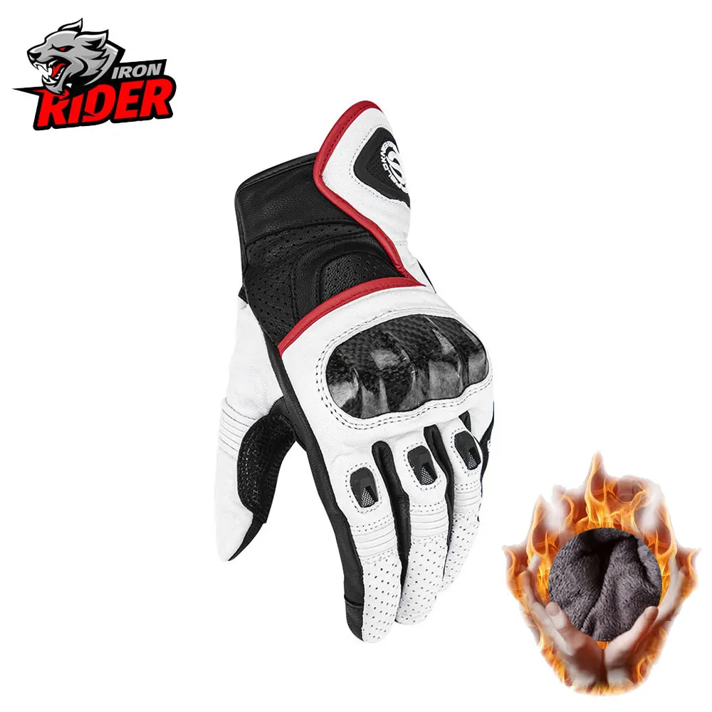 

Винтажные Мотоциклетные Перчатки из углеродного волокна и кожи для езды на мотоцикле ветрозащитные сенсорные перчатки с закрытыми пальцам...