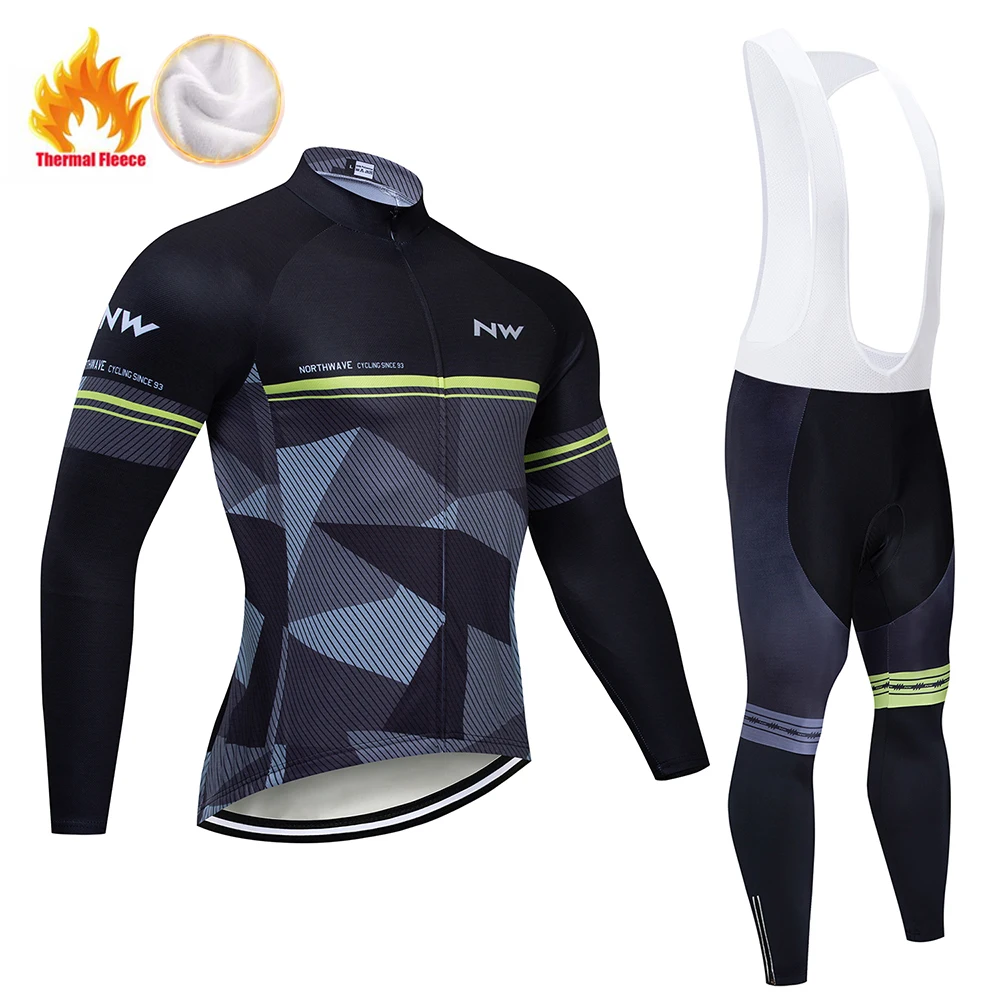 NW зимний термальный флис Велоспорт Джерси Набор Майо Ropa Ciclismo с длинным рукавом горный велосипед одежда сохраняет тепло велосипедная одежда
