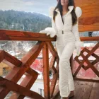 Женский зимний модный корейский Тонкий плотный костюм для сноуборда и спорта на открытом воздухе на молнии лыжный костюм спортивный меховой воротник