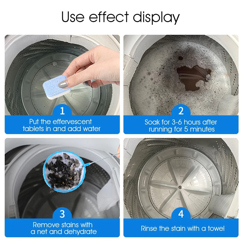Таблетки 1/4 для очистки стиральной машины моющее средство мытья шипучие таблетки