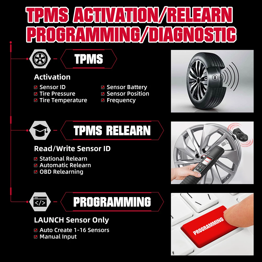 LAUNCH X431 TSGUN TPMS Инструменты для диагностики давления в шинах автомобиля