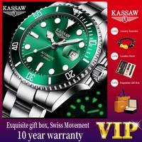 kassaw 100m waterproof diving watch stianless steel men mechanical watches aautomatic wristwatch luxury mens watch