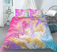 marble duvet cover set pink gold luxury marble bedding colorful marble abstract art quilt cover queen bed set teens dropship