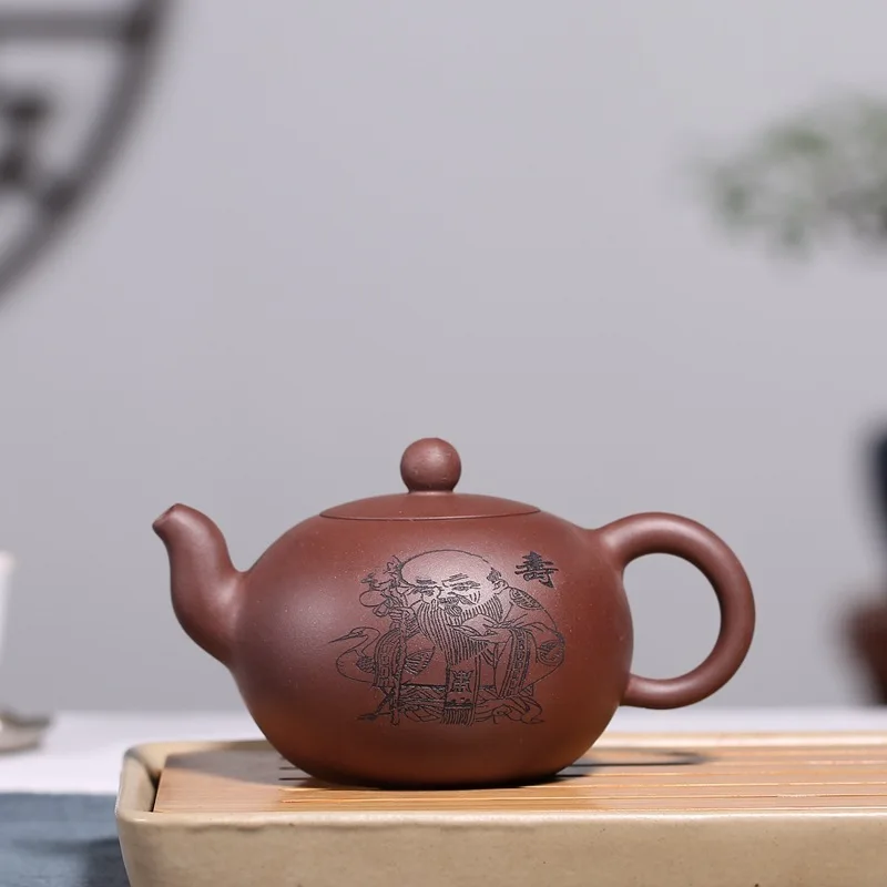 

wholesale yixing manual undressed ore purple clay hand-painted a grain of bead teapot kung fu tea service quality model