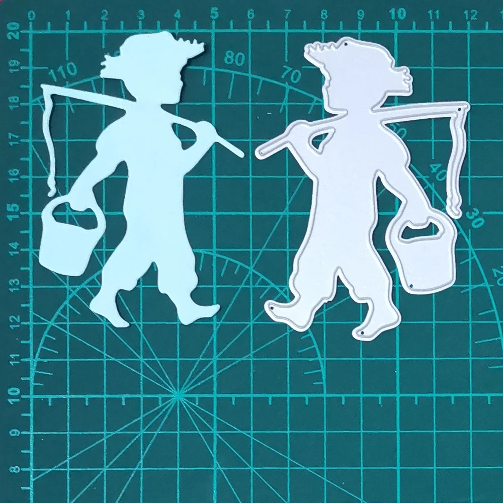 

Man Carrying Water Metal Cutting Dies Real Picture Cut Die Scrapbook Paper Craft Knife Mould Blade Punch Stencils Dies 2020 New