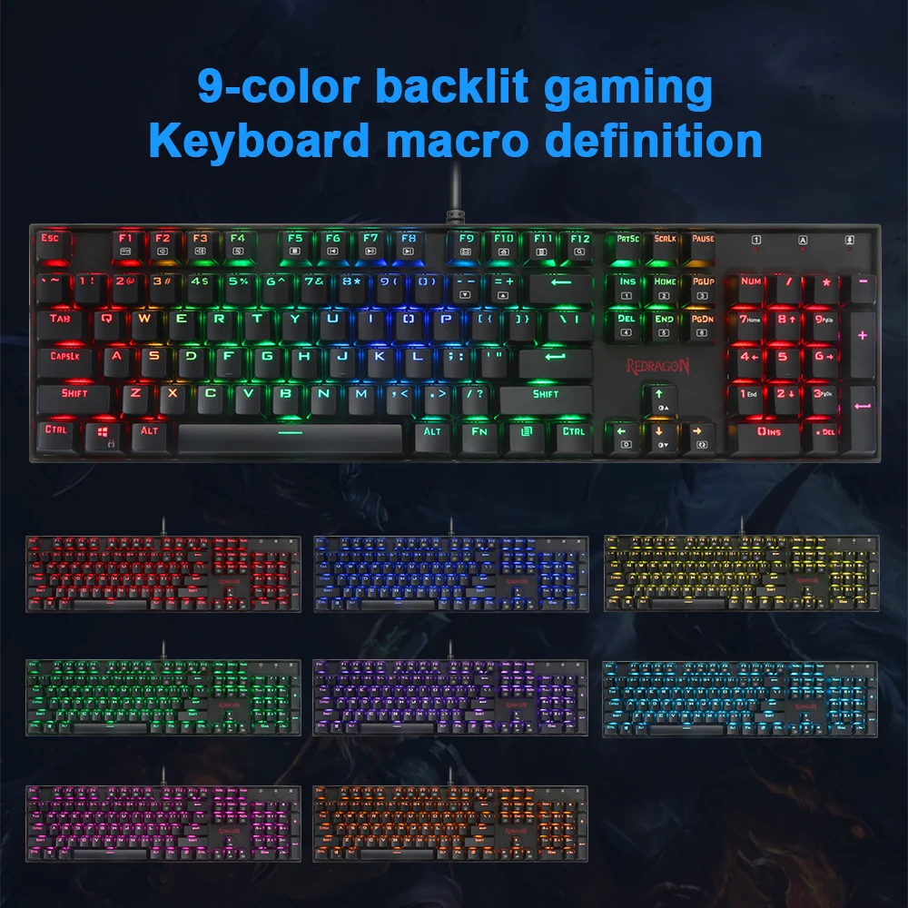 Механическая игровая клавиатура Redragon MITRA K551 RGB USB синий переключатель DIY 104 ключа с