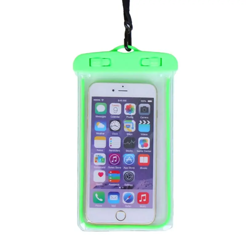 

19x10.5cm Universal Luminous Waterproof Pouch Underwater Transparent Cellphone Dry Bag Portable Phone Case With Neck Strap