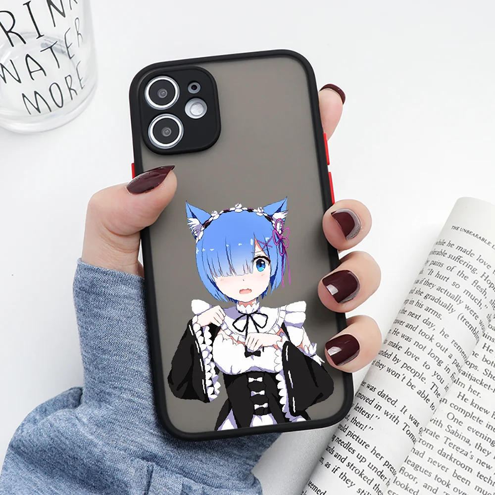 Чехол для телефона с рисунком аниме RE ZERO Ram Rem iphone SE 2020 6 6S 7 8 11 12 13 Mini Plus X XS XR Pro Max Matte