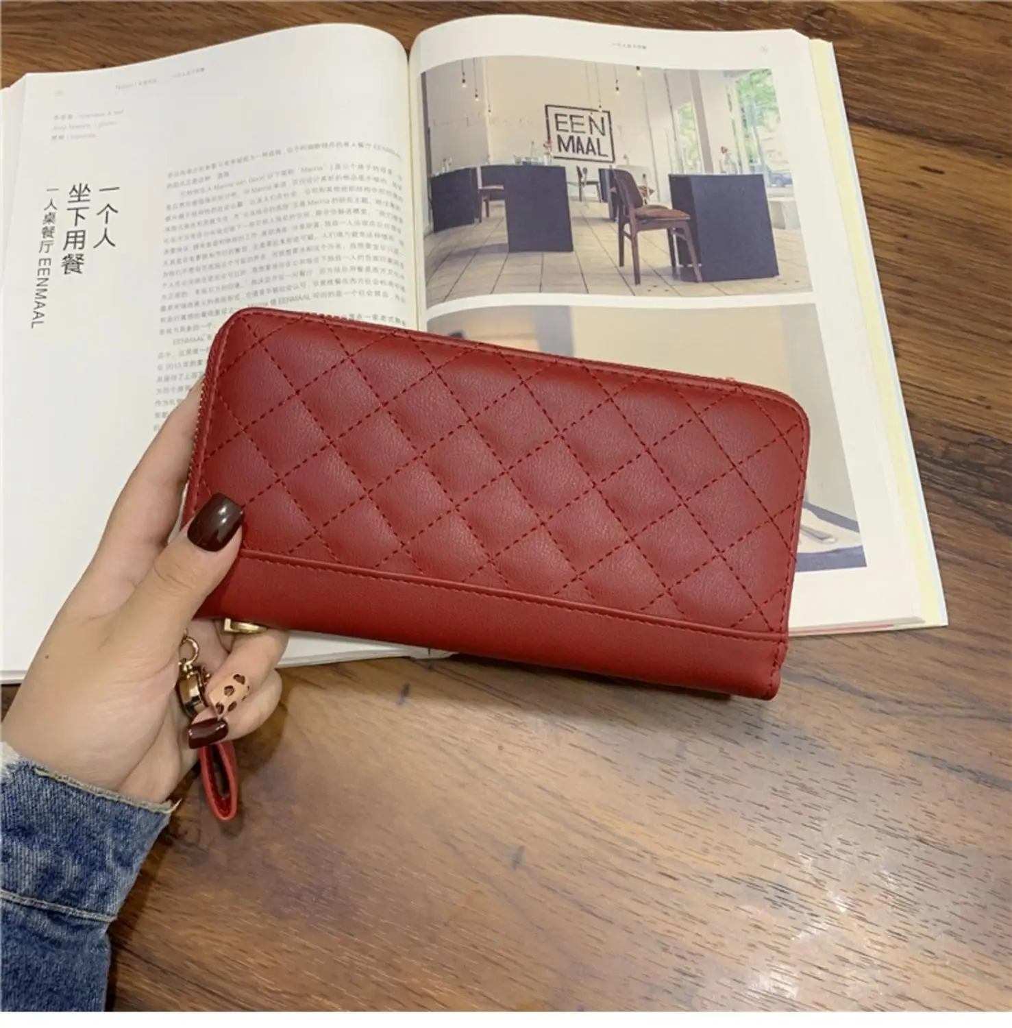 

7.5 Inch Long Wallet,Large-capacity Pu Coin Purse,Female Quilted Handbag