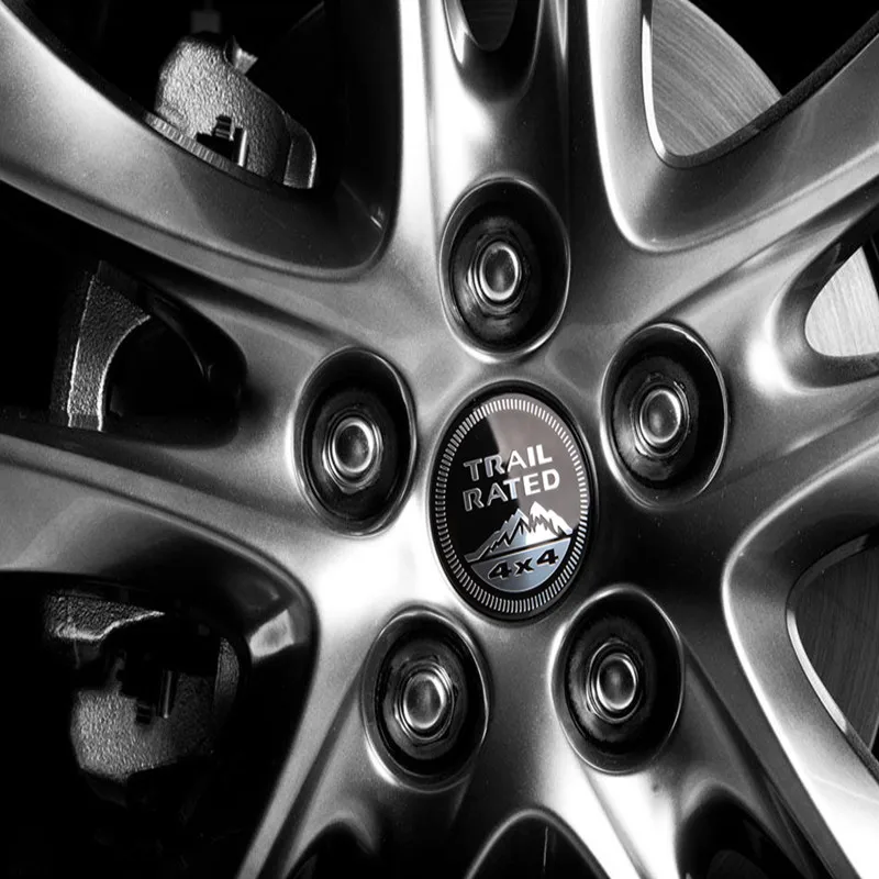 

56.5mm Wheel Center Arc Surface Hub Caps for 4X4 TRAIL RATED Snow Mountain Logo for Jeep Patriot Wrangler Renegade grand Compass