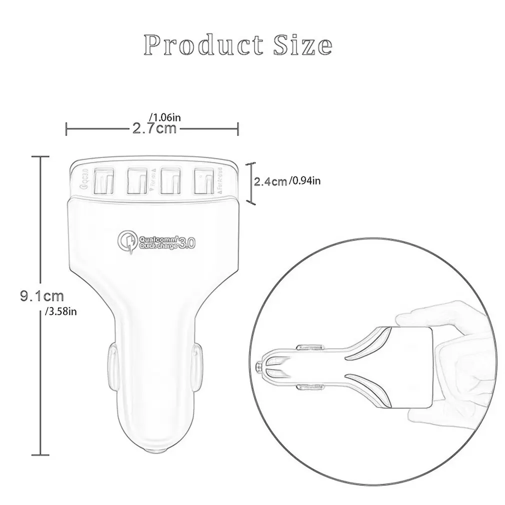 

QC3.0 Multifunctional 4-Port USB Quick Charger 4 USB Smart Fast Charging Car Charger Adapter Multi-Protection