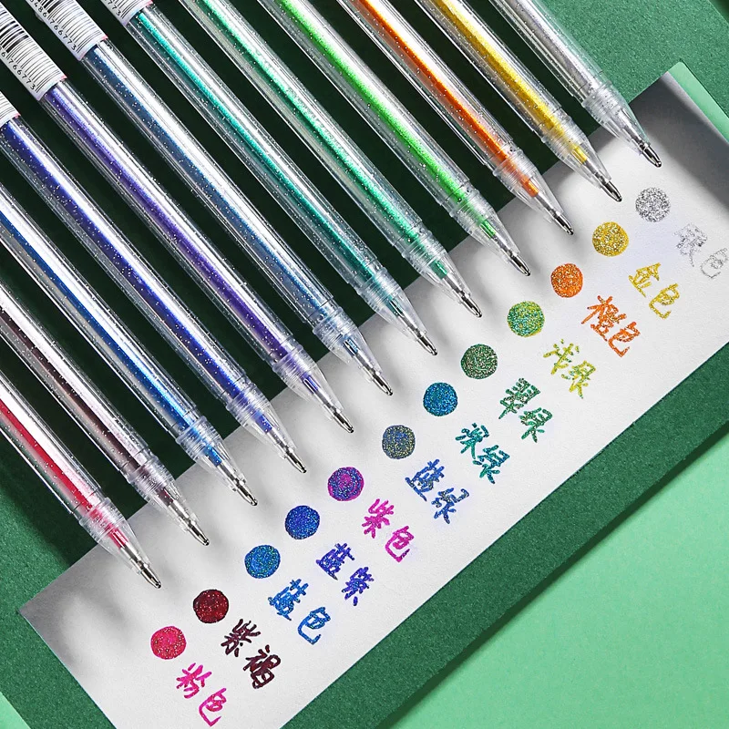 

12Pcs/set Kawaii Glitter Color Changing Flash Marker Gel Pen Cute Drawing Pen Highlighter For Girl Kids School Art Stationery
