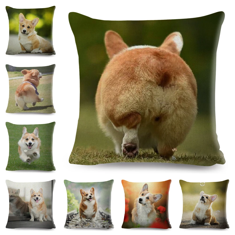 

Pet Welsh Corgi Pembroke Cushion Cover Decor Cute Dog Animal Printe Pillow Case Polyester Pillowcase for Sofa Home Car 45x45cm