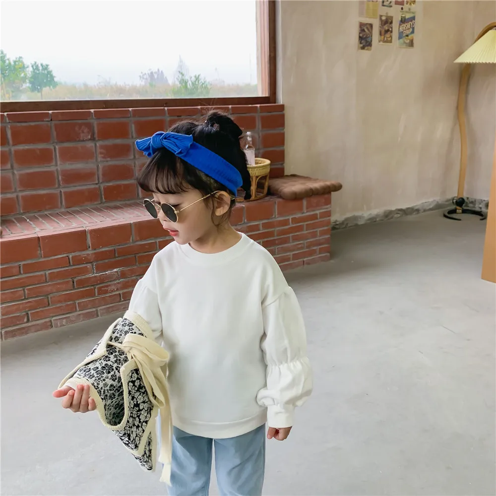 

Girls Sweatshirt 2021 Spring Korean New Baby Solid Color Leisure Top Children Long Sleeve Clothes