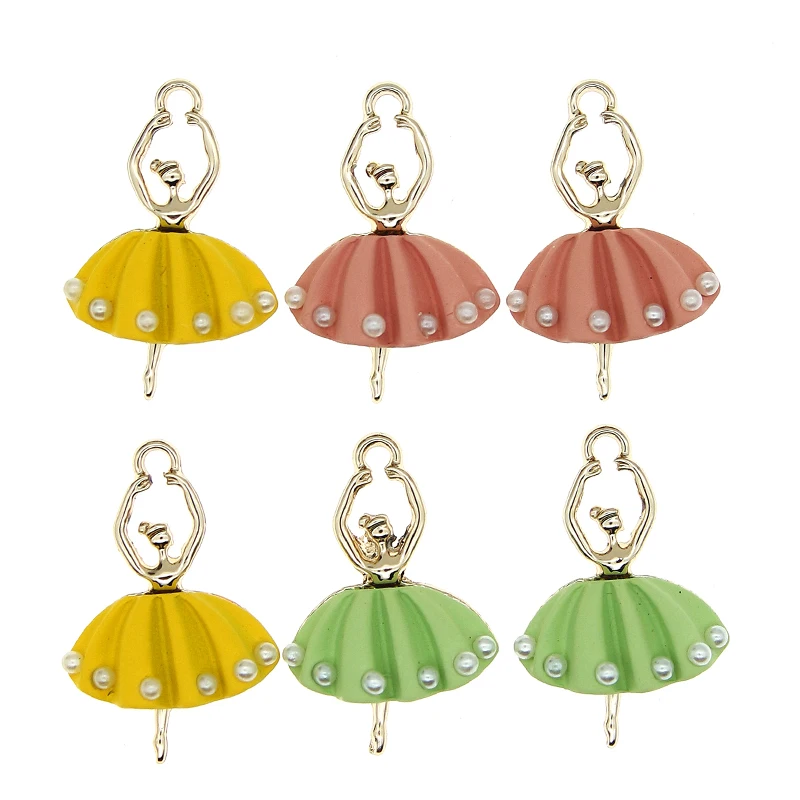 5 шт./компл. Подвески в виде танцовщицы балерины с кристаллами и эмалью подвески