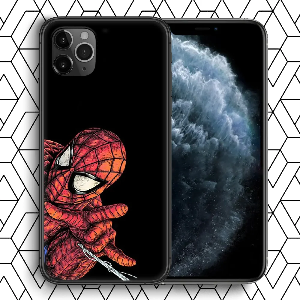 

Spiders Man Super hero Phone Case For Iphone 4 4s 5 5S SE 5C 6 6S 7 8 Plus X XS XR 11 12 Mini Pro Max 2020 black Etui Silicone