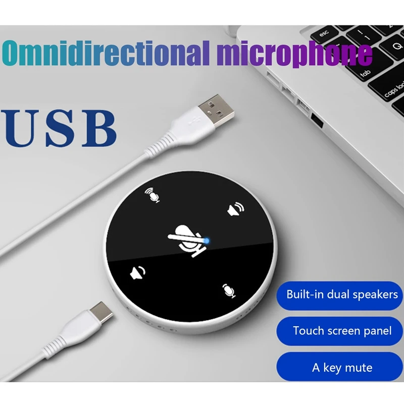 USB Conference Microphone Omnidirectional Condenser Built-In Speaker For PC Gaming Youtube Metting | Электроника