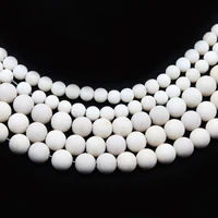 natural matte white ancient fossils stone round loose spacer ball beads for jewelry bracelet making diy accessory 4681012mm