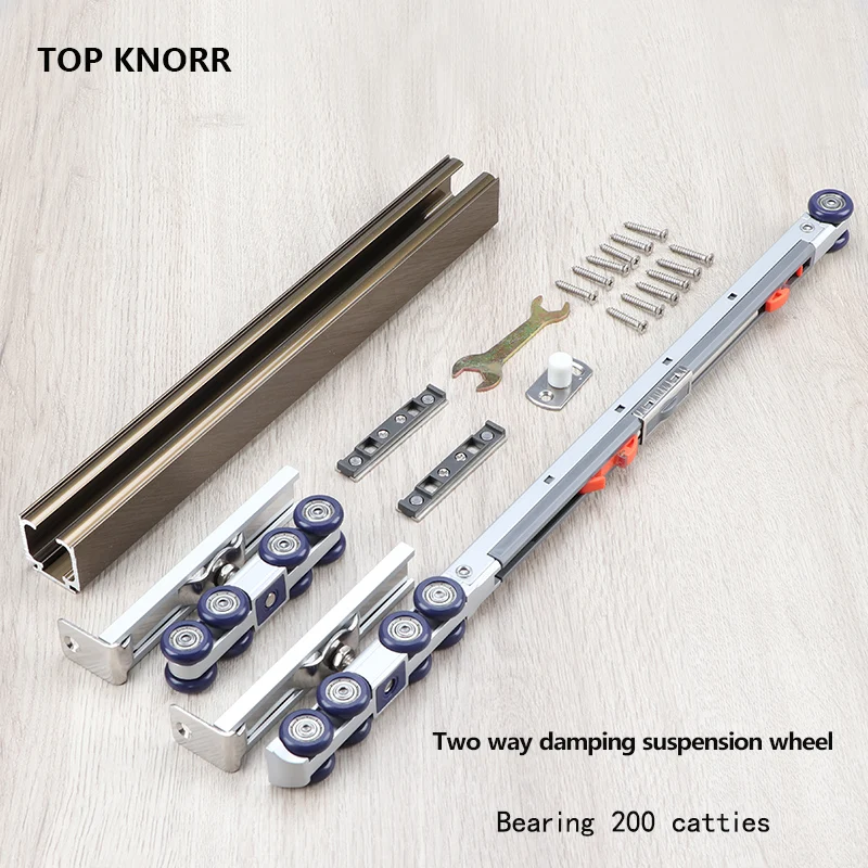 

TOP KNORR Two-way buffer damping swing wheel, sliding door pulley kitchen sliding door load 80kg, aluminum alloy rail roller