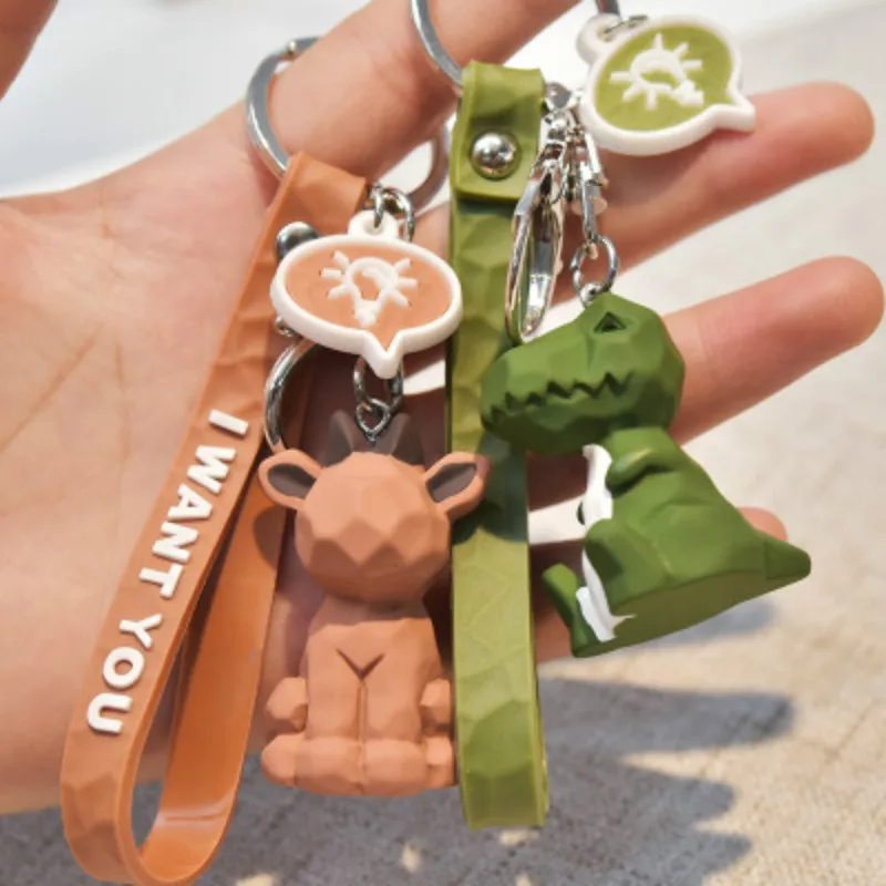 2019 New Fashion Cute Dinosaur Keychain Key Ring Cotton Stuffing Cartoon PU Chain Creative Car Bag Phone | Украшения и аксессуары