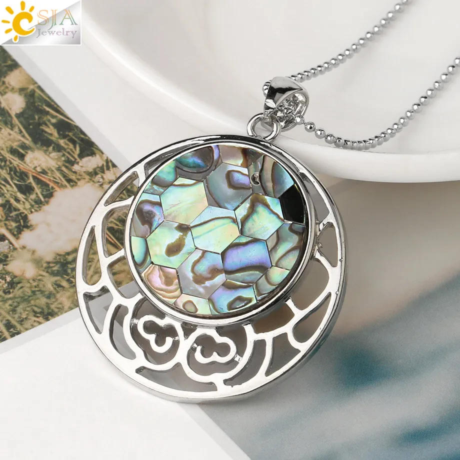 Ожерелье CSJA Paua с подвесками из натуральной морской ракушки ожерелье