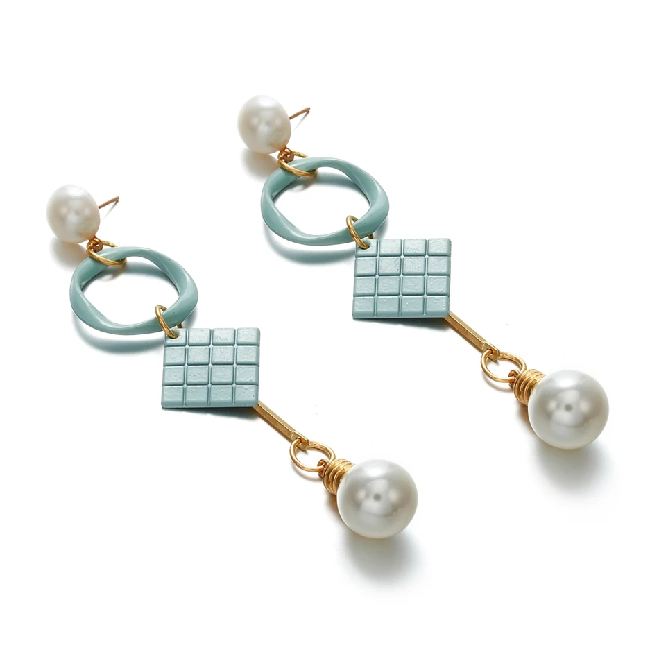 Женские длинные висячие серьги Match Right корейские с жемчугом Ювелирные изделия