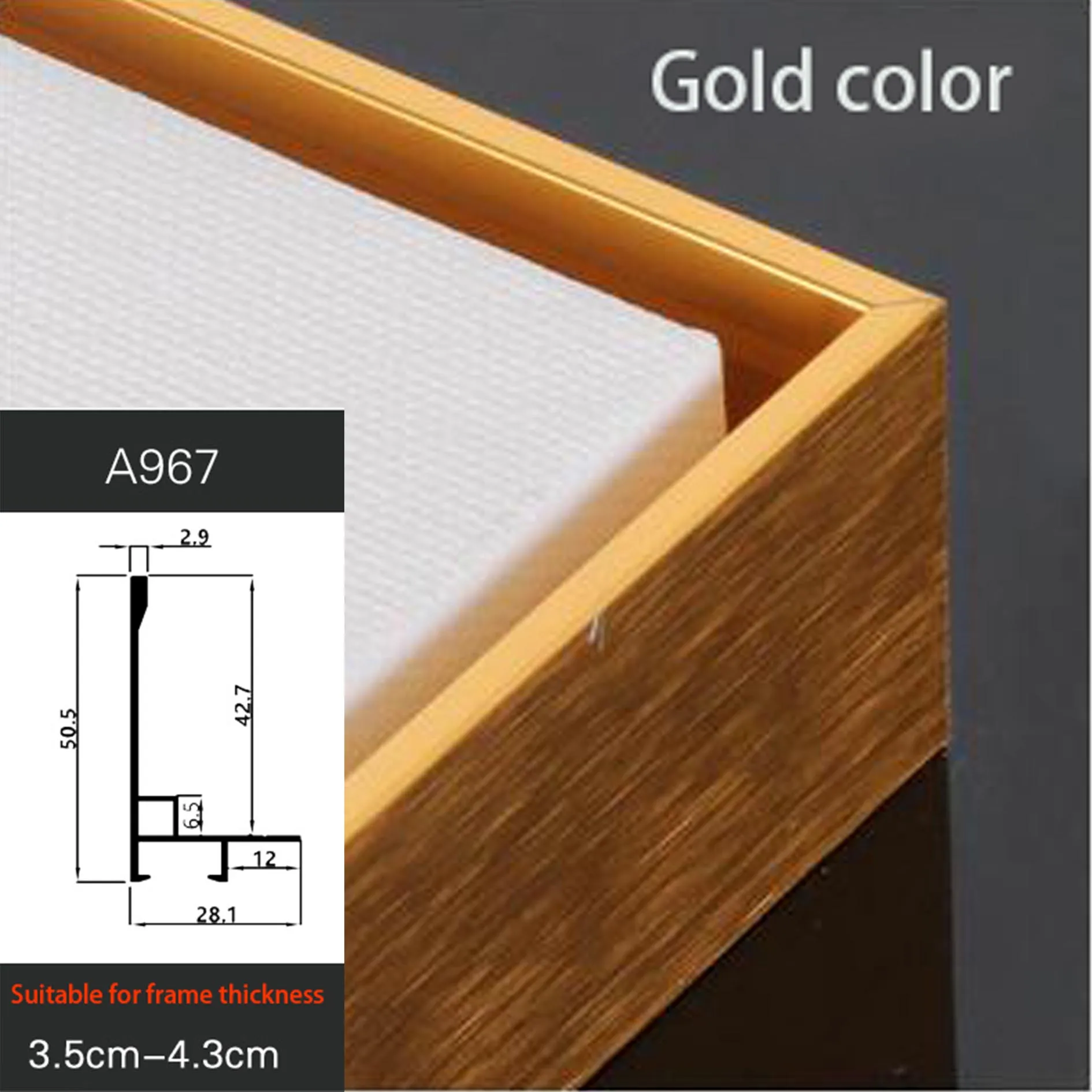 A967 Gold color Рамка для картин, большой размер, сделай сам, холст из алюминиевого сплава, картина, рамка для картин маслом, рама ramka na zdjecie porta retrato - Цвет: A967 Gold color