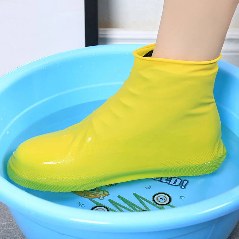 

1 Pair Reusable Latex Waterproof Rain Shoes Covers Slip-resistant Rubber Rain Boot Overshoes Unisex Cycling Sport Shoe Cover