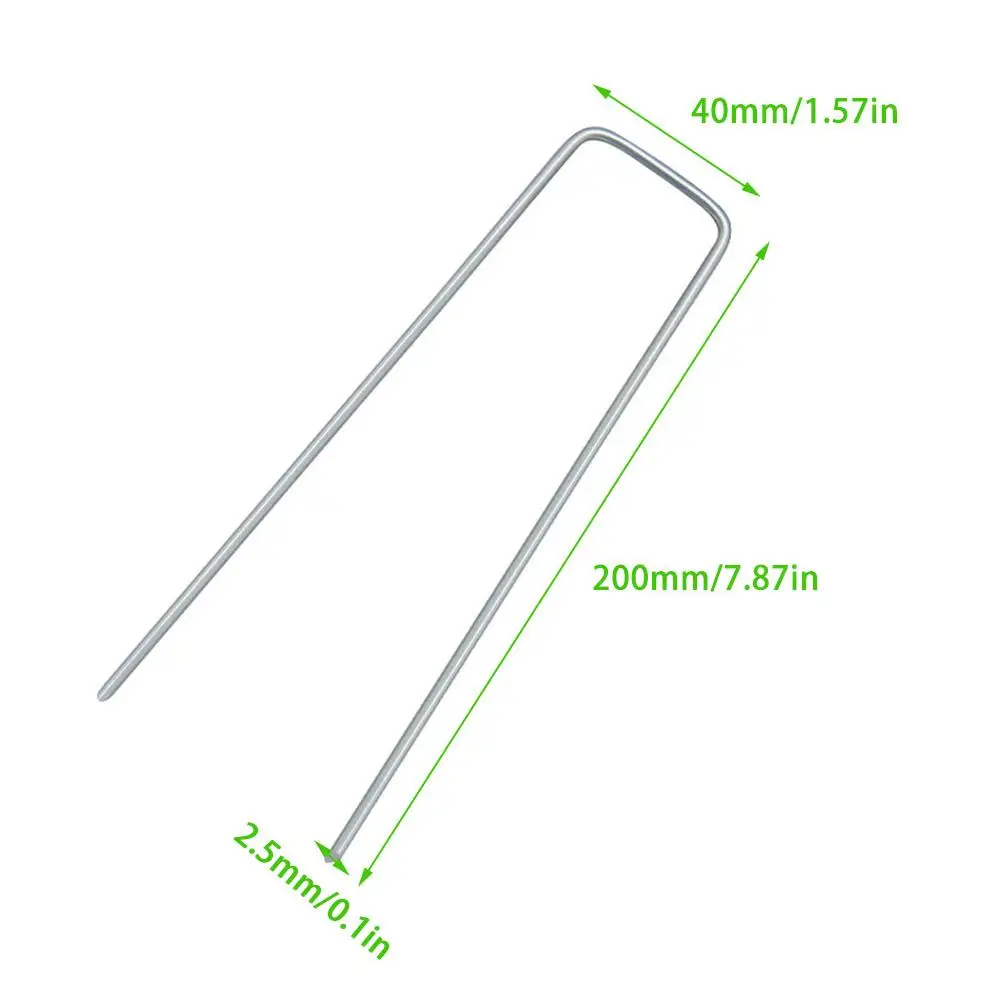 

50pcs Garden Galvanized Steel Pile U - Shaped Nails For Fixing Weed Fabric Landscape Fabric Mesh Floor Nail
