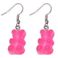 2020 korea new bear earrings dangle creative candy colo transparent cute animal drop resin earrings earings fashion jewelry