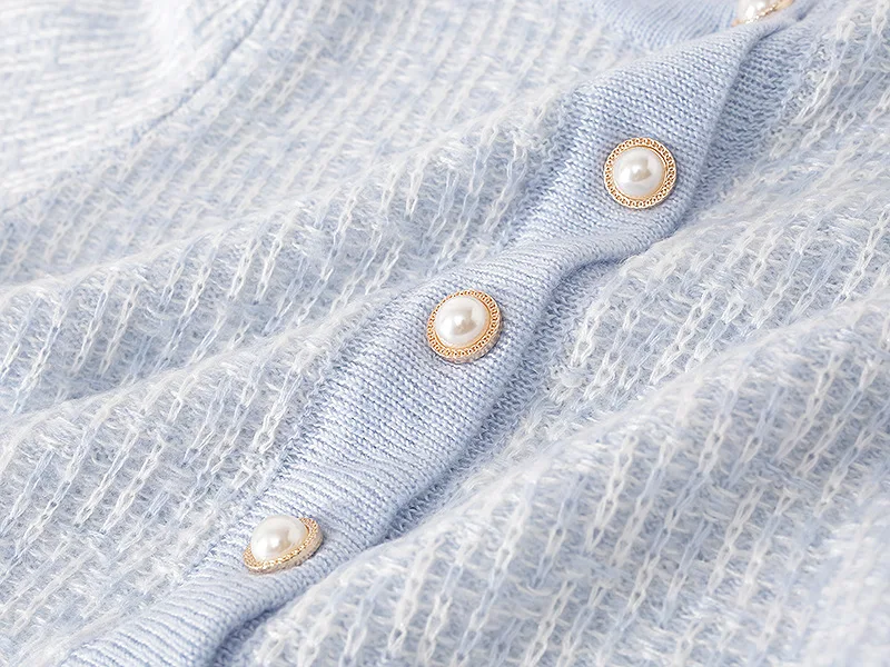 Женский кашемировый кардиган с длинным рукавом синий повседневный трикотажный