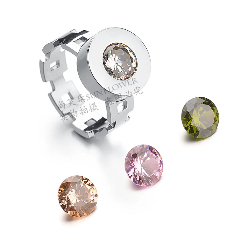 Visisap винт полое кольцо сменный хрустальные камни кольца для Для женщин человек