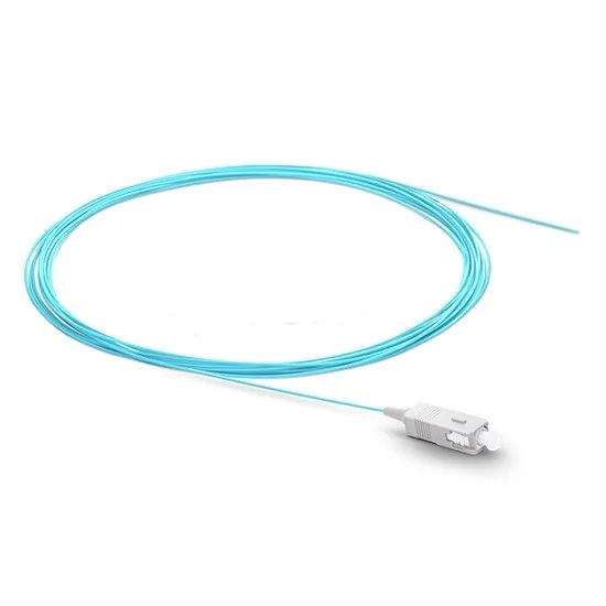 1m SC UPC Pigtail 50/125 OM3 Multimode Fiber Optic Pigtail 0.9mm PVC Jacket FTTH pigtail