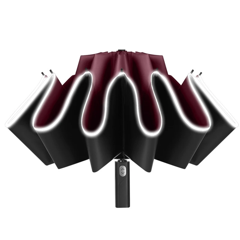 

Windproof Folding Umbrella for Mens Women, Auto Open/Close, Anti-UV Umbrella with 10 Ribs Night Reflective Stripes