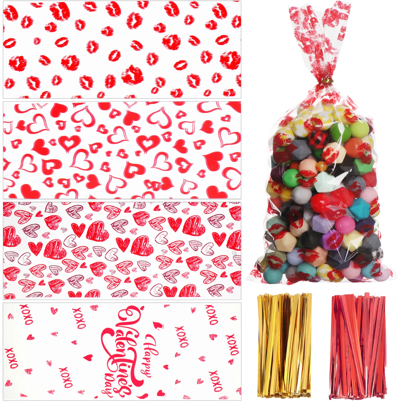 

Целлофановые пакеты ко Дню Святого Валентина, пакеты для лечения, пакеты для сладостей, 200 шт.