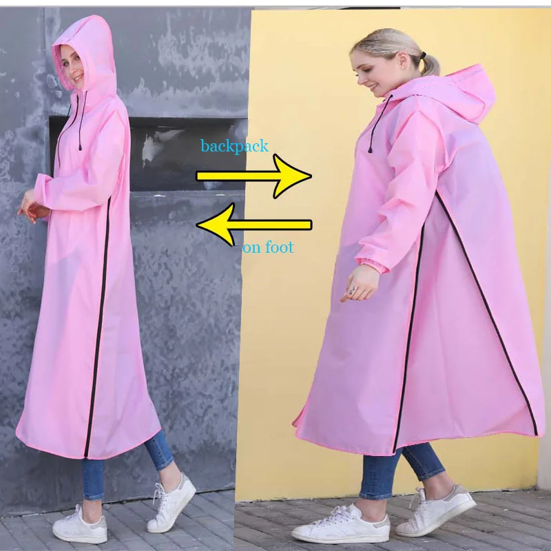 

Hooded Rain Poncho Waterproof Windbreaker Women Raincoat Men Black Rain Clothes Covers EVA Rain Jacket Coats Motorcycle Rainwear