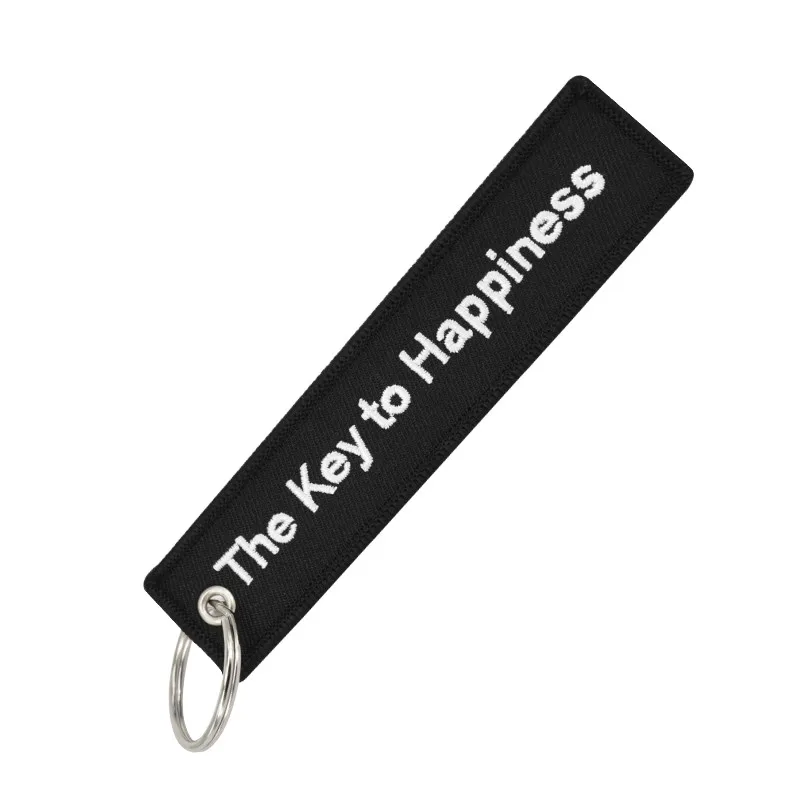 

The Key to Happiness Key Chain Bijoux Keychain for Motorcycles and Cars Gifts Key Tag Embroidery Key Fobs OEM Key Ring Bijoux