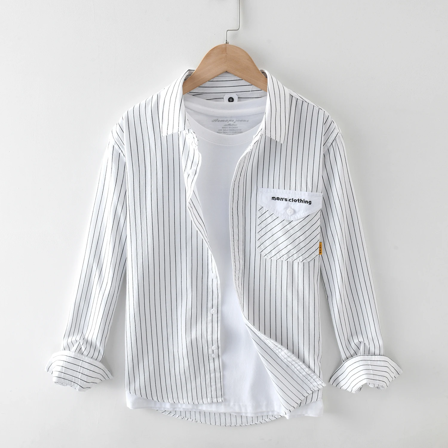 

New Arrival Fashion High Quality Embroidery Long Sleeve Men Casual Thin Youth Cotton Casual Shirts Striped Size M L XL 2XL 3XL