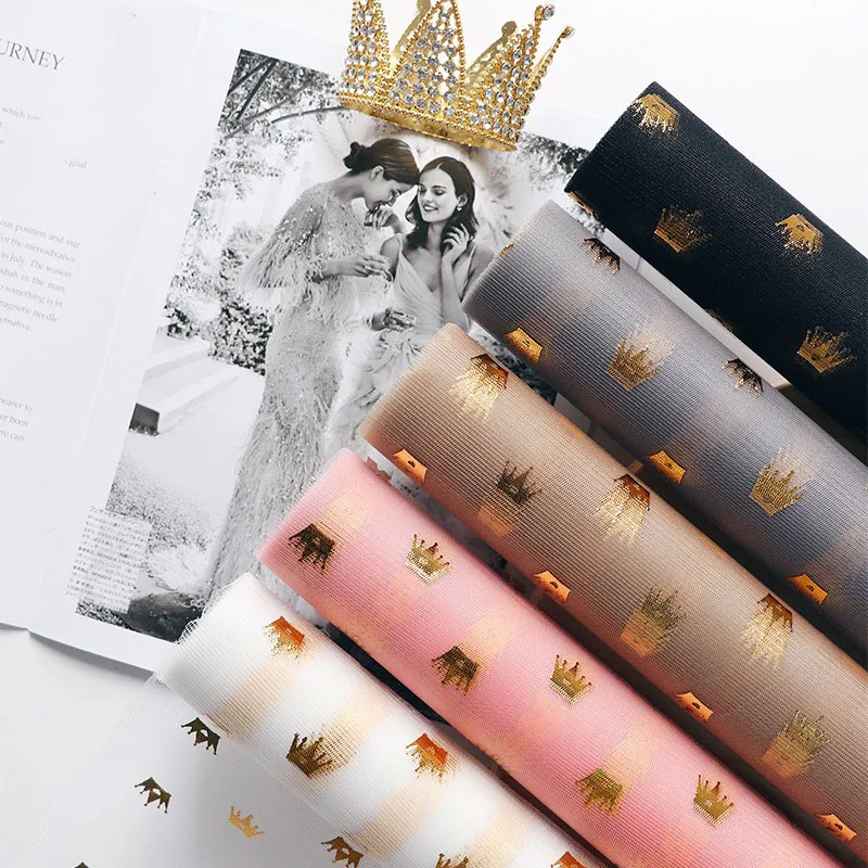 

50cm*4.5m Scrapbooking Gauze Bouquet Wrapping Crown Mesh Bronzing Decorative Material Flower Art Party Decor Print Wrapping Gift