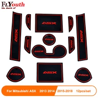 12pcs non slip interior door pad cup mat door gate slot mat case for mitsubishi asx 2013 2018 auto accessories car styling