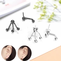 todorova korean fashion front back double sided stud earrings for women asymmetric small ball ear jackets piercing jewelry