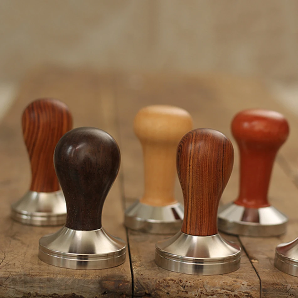 Compactador de caf&eacute; de acero inoxidable 58/58, mango de martillo, Base plana, accesorios de caf&eacute; Espresso Barista, 51/53/304. 3MM-3