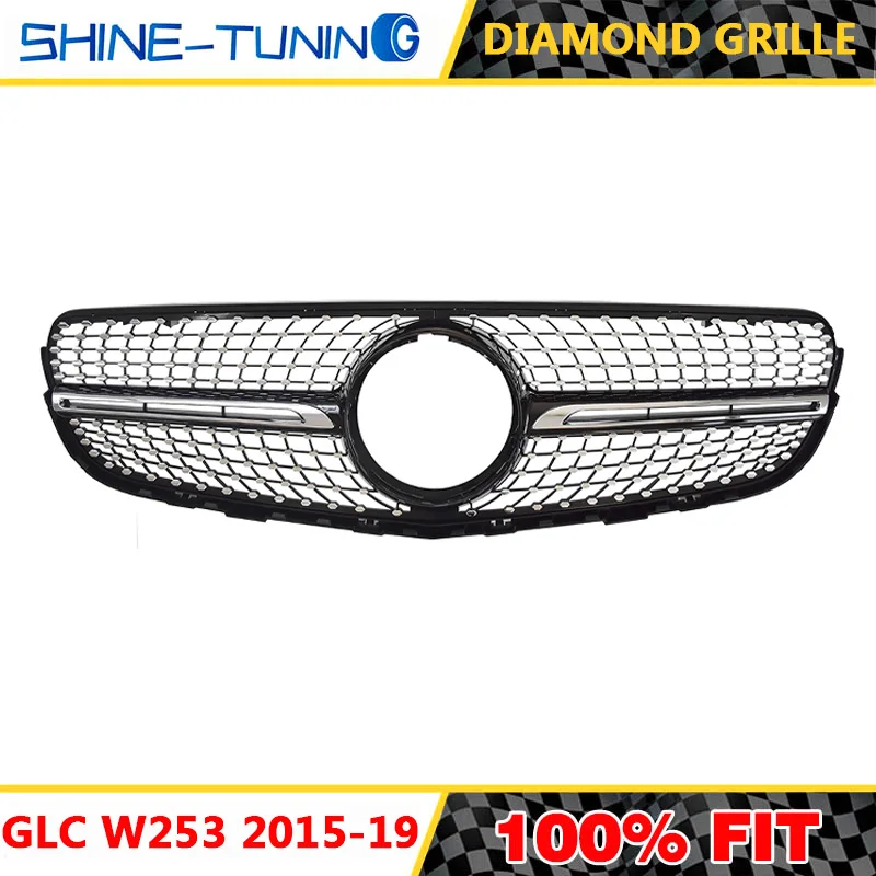 Алмазная решетка подходит для AMG style GLC Class W253 X253 GLC43 GLC200 GLC250 GLC300 GLC450 черная или