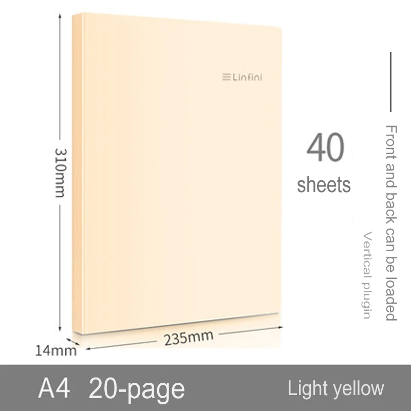 light yellow 20pages Deli A4 Music Folder Can Modify The Transparency and Non-reflection of Loose-leaf Multi-layer Insert Files 72411 - Цвет: light yellow 20pages
